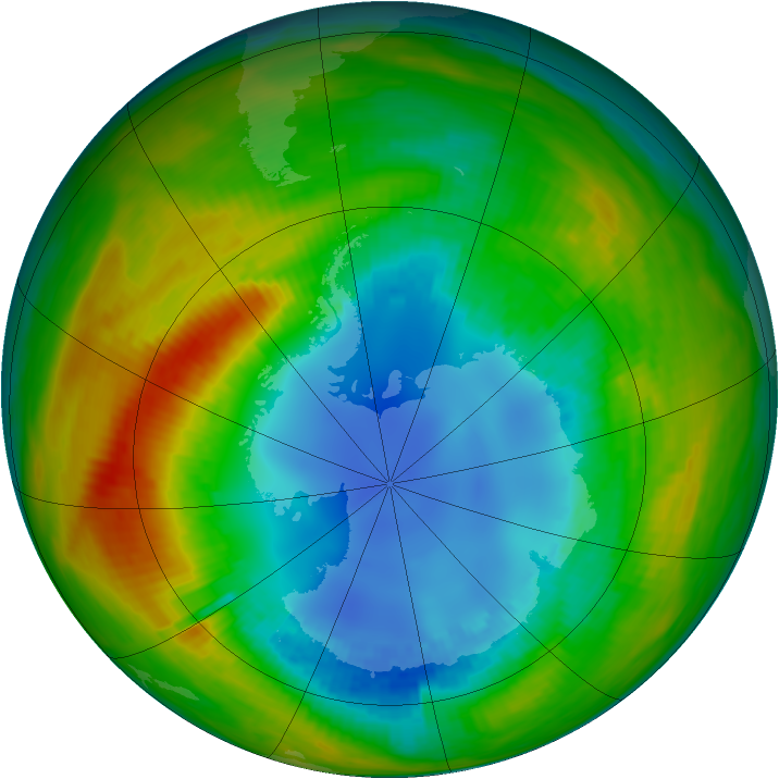 Antarctic ozone map for 17 August 1986